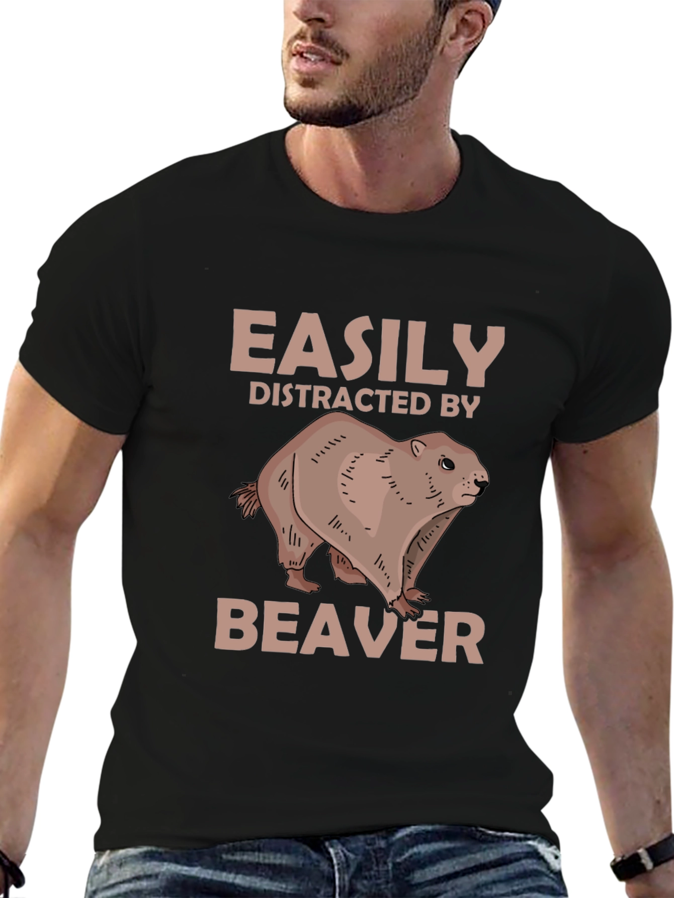 Easily Distracted By Beaver Novelty T-Shirt