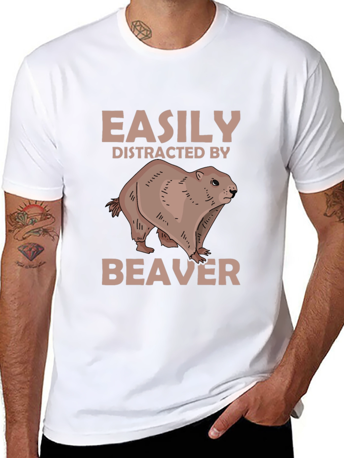 Easily Distracted By Beaver Novelty T-Shirt