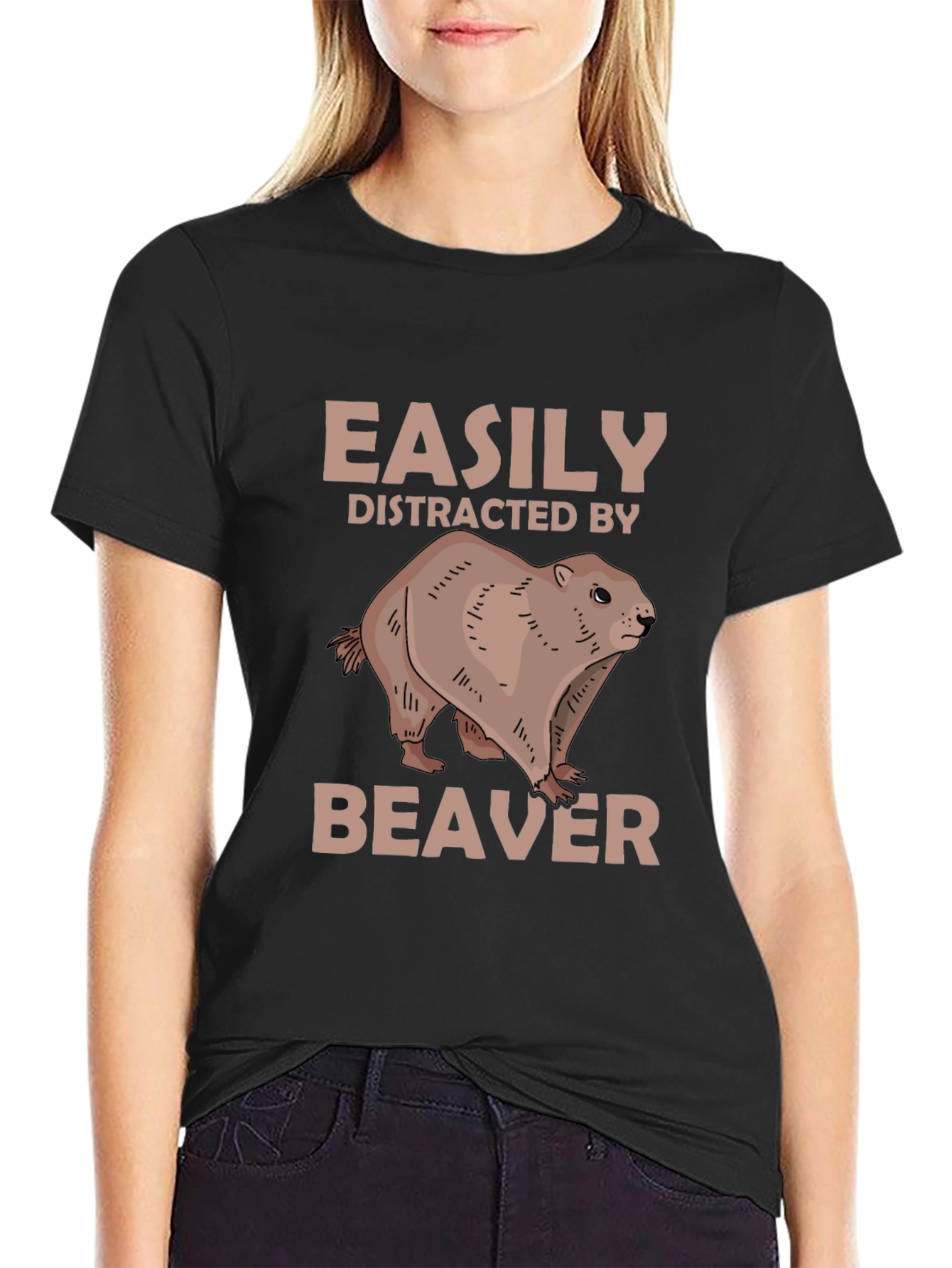 Easily Distracted By Beaver Novelty T-Shirt
