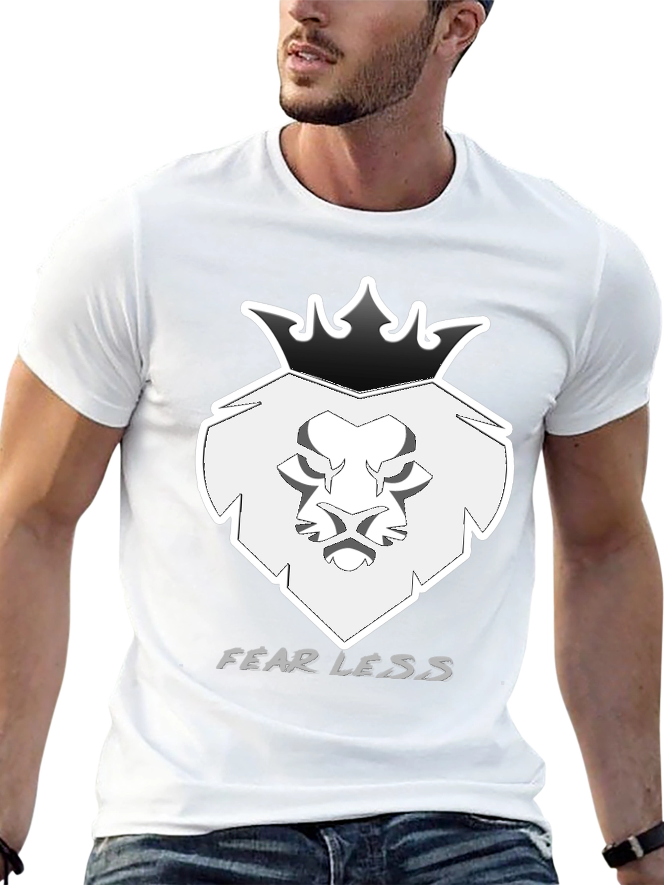 Fearless Lion Crown Graphic T-Shirt - Black