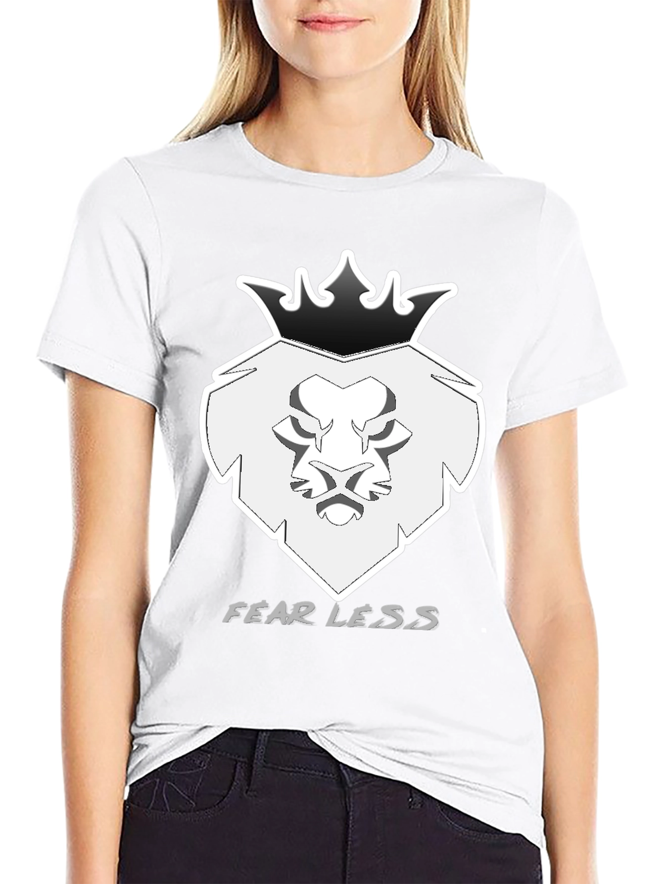 Fearless Lion Crown Graphic T-Shirt - Black