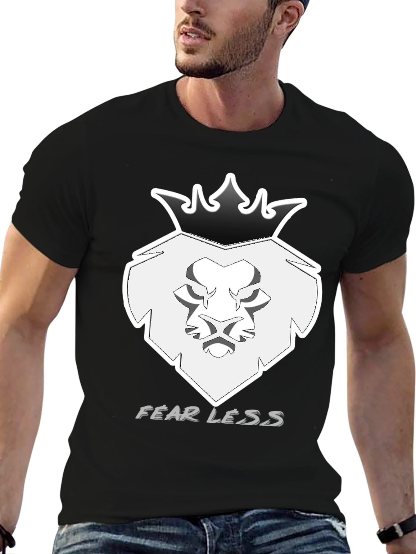 Fearless Lion Crown Graphic T-Shirt - Black