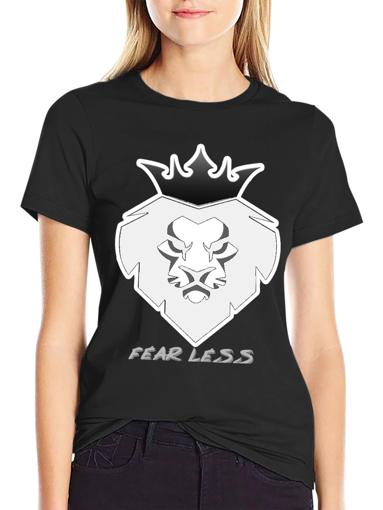 Fearless Lion Crown Graphic T-Shirt - Black