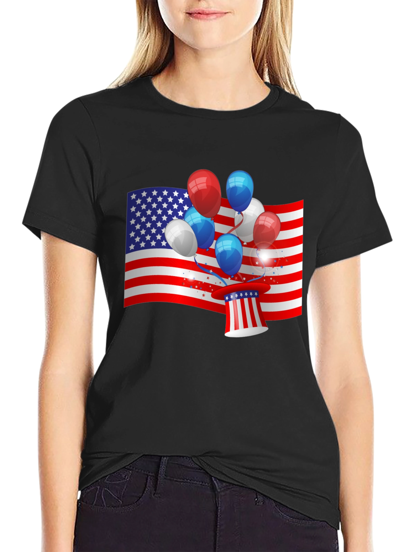 Patriotic Balloon USA Flag T-Shirt
