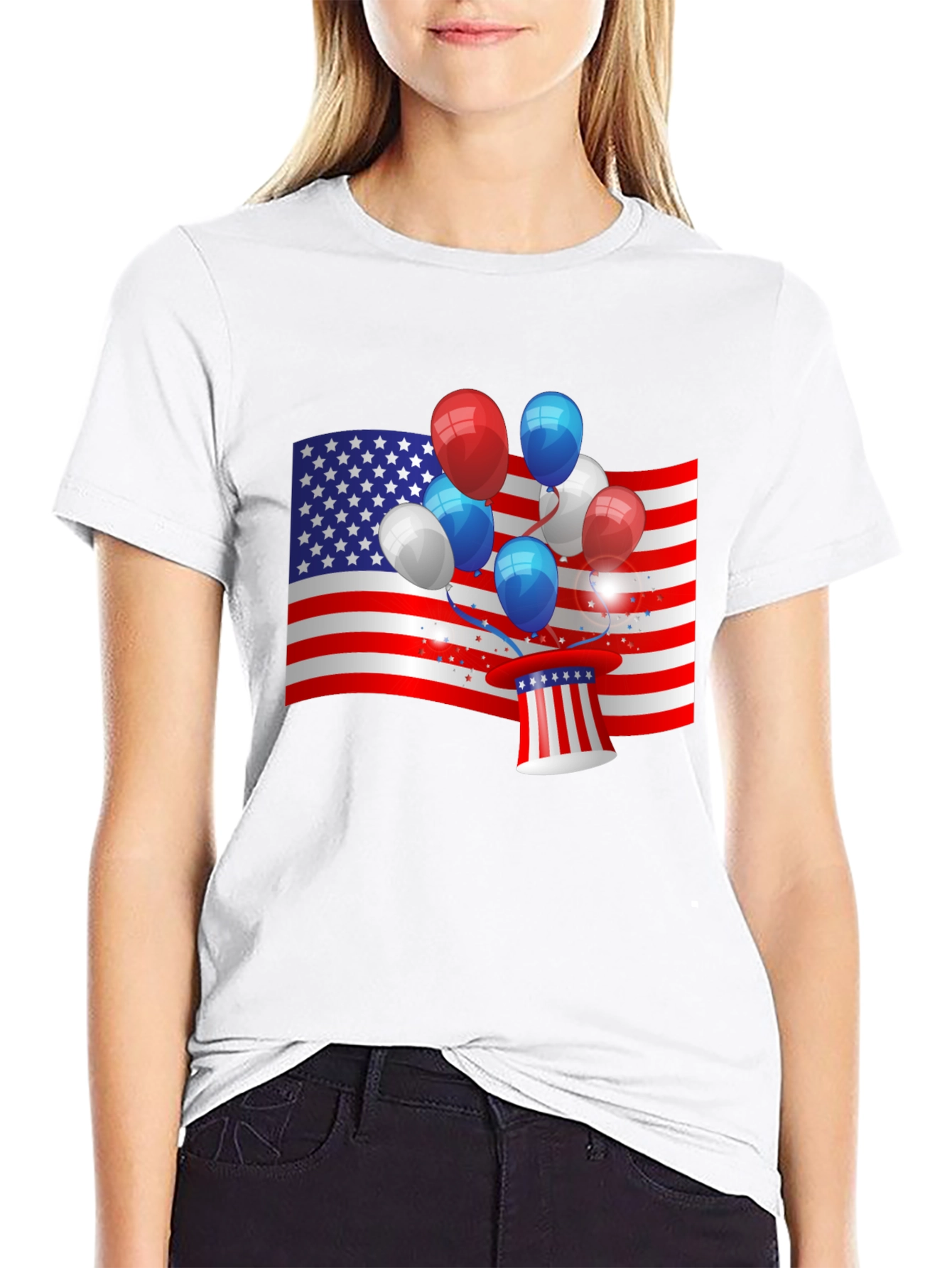 Patriotic Balloon USA Flag T-Shirt