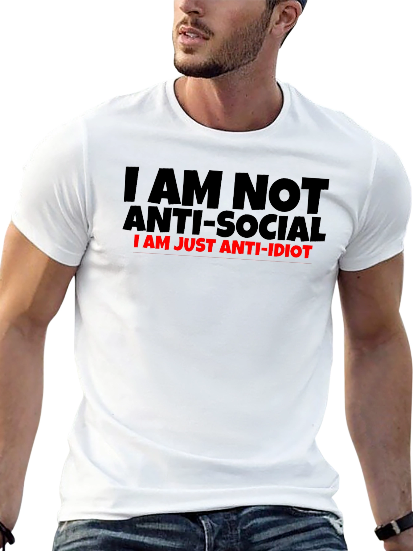 Anti-Social Anti-Idiot Graphic T-Shirt