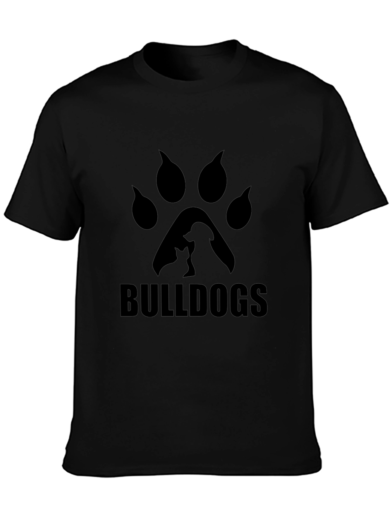 Bulldogs Paw Print Graphic T-Shirt - Black