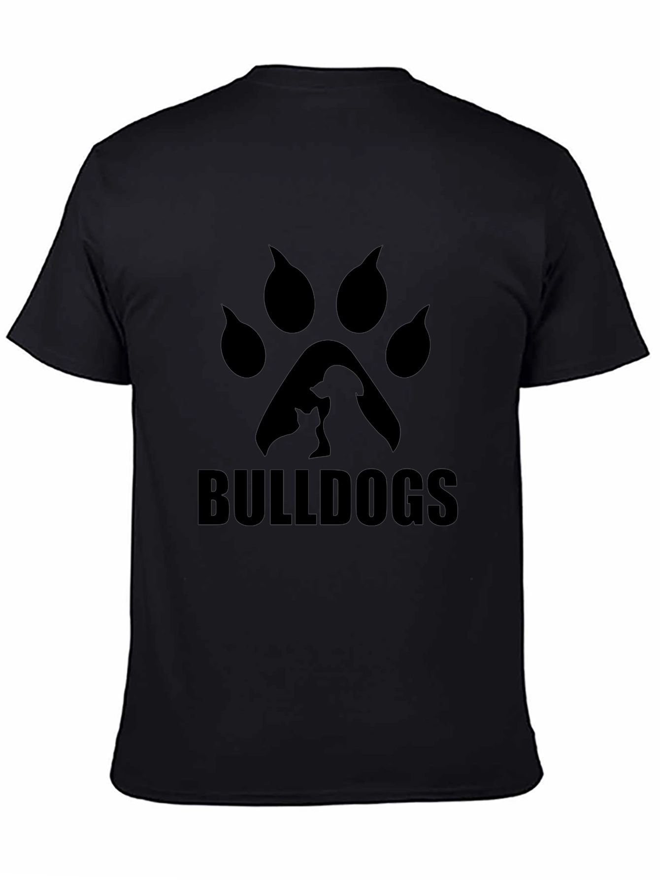Bulldogs Paw Print Graphic T-Shirt - Black