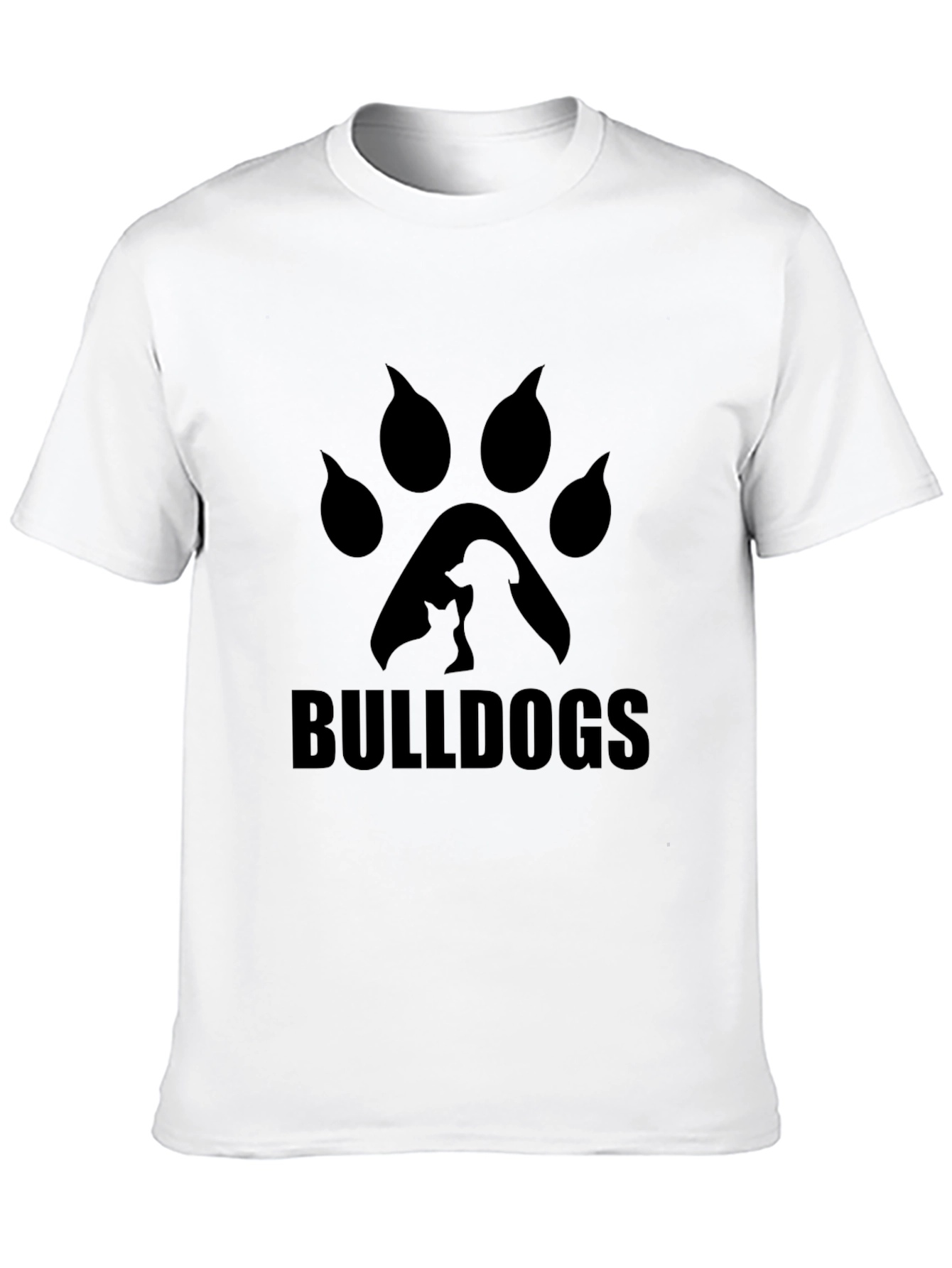 Bulldogs Paw Print Graphic T-Shirt - Black