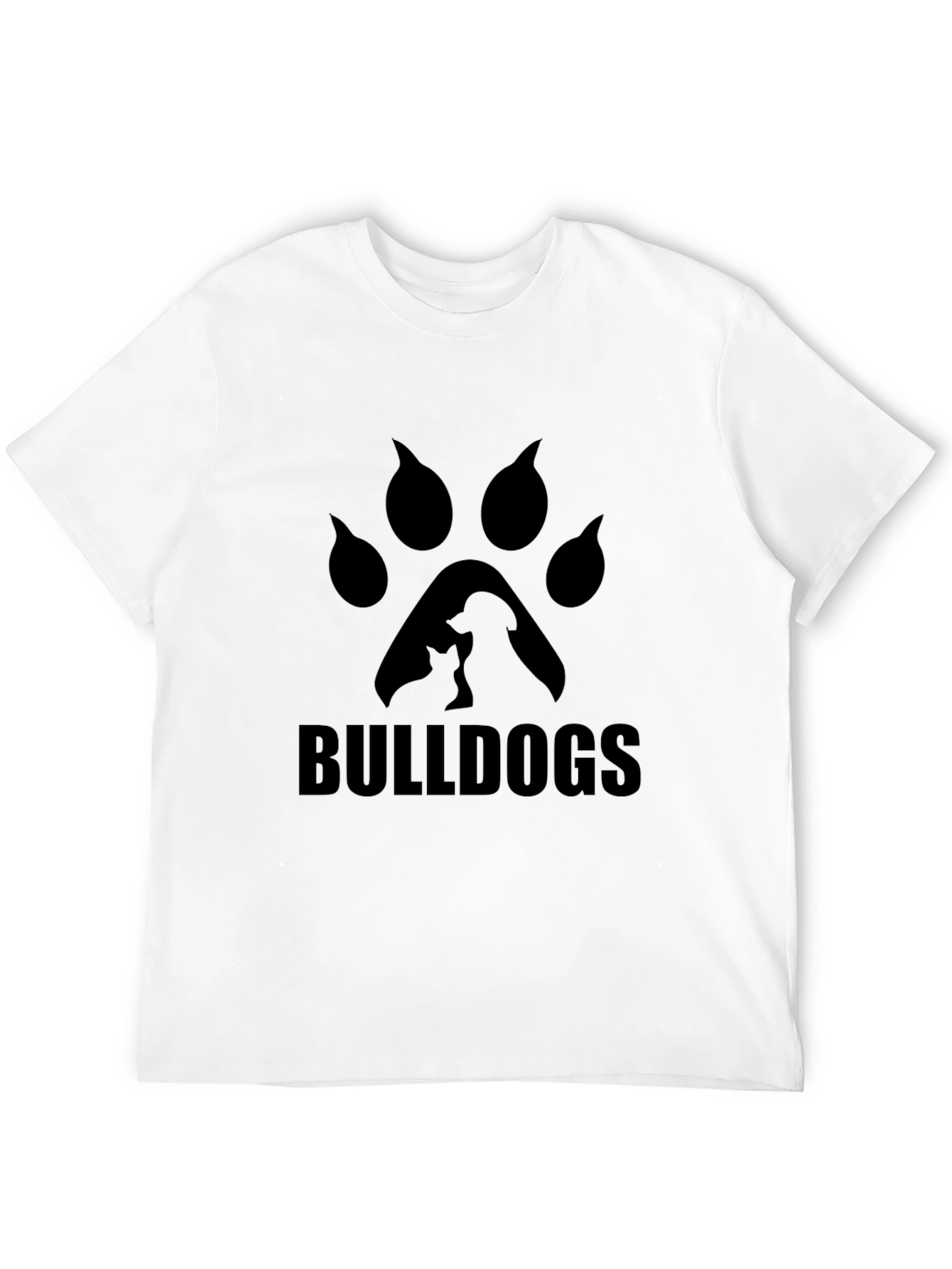 Bulldogs Paw Print Graphic T-Shirt - Black