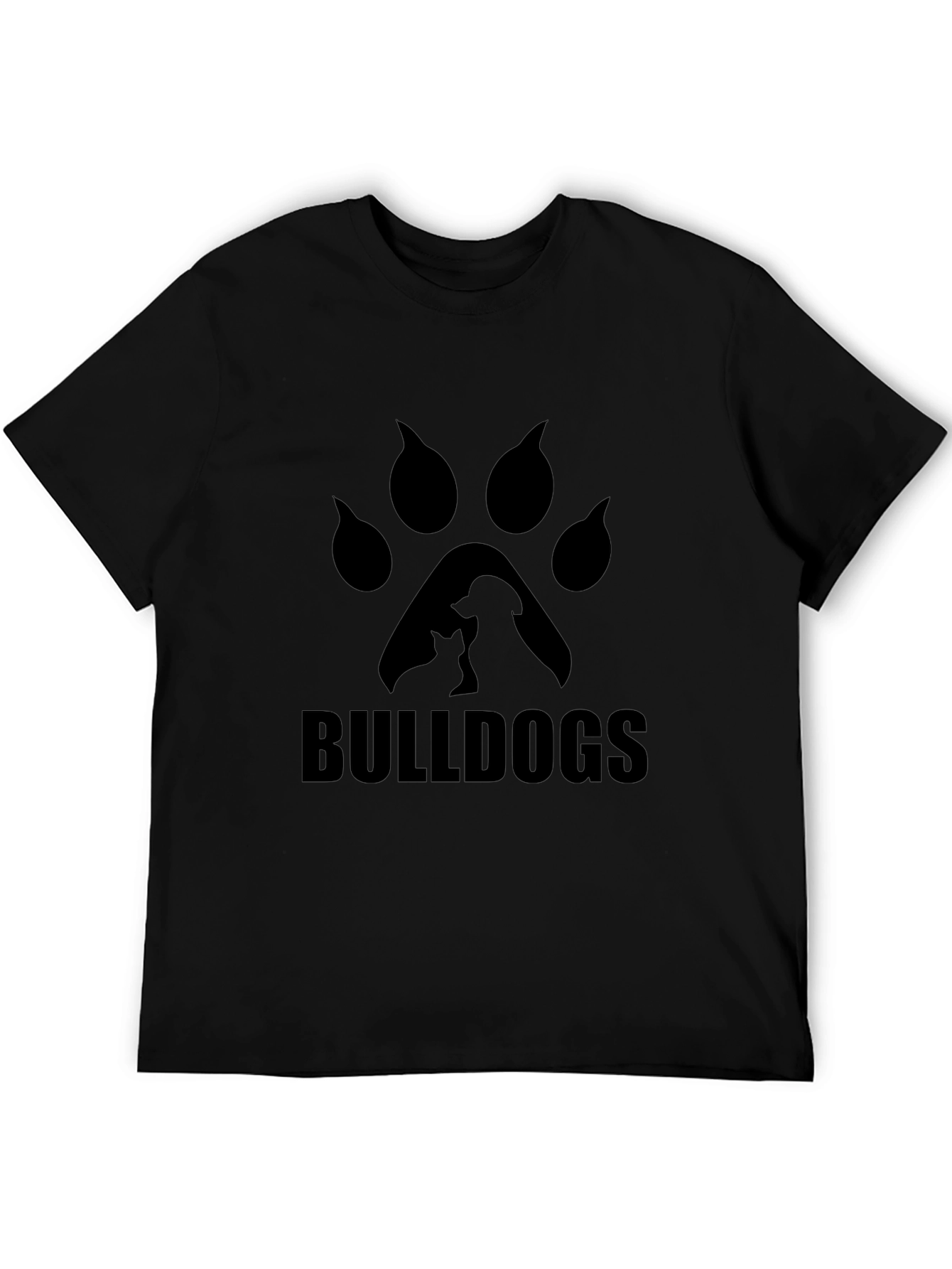 Bulldogs Paw Print Graphic T-Shirt - Black