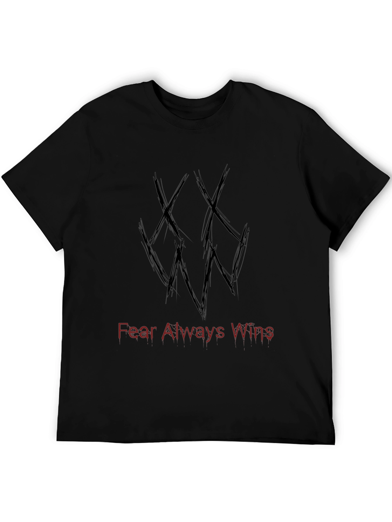Edgy Black T-Shirt - Fear Always Wins Graphic Tee