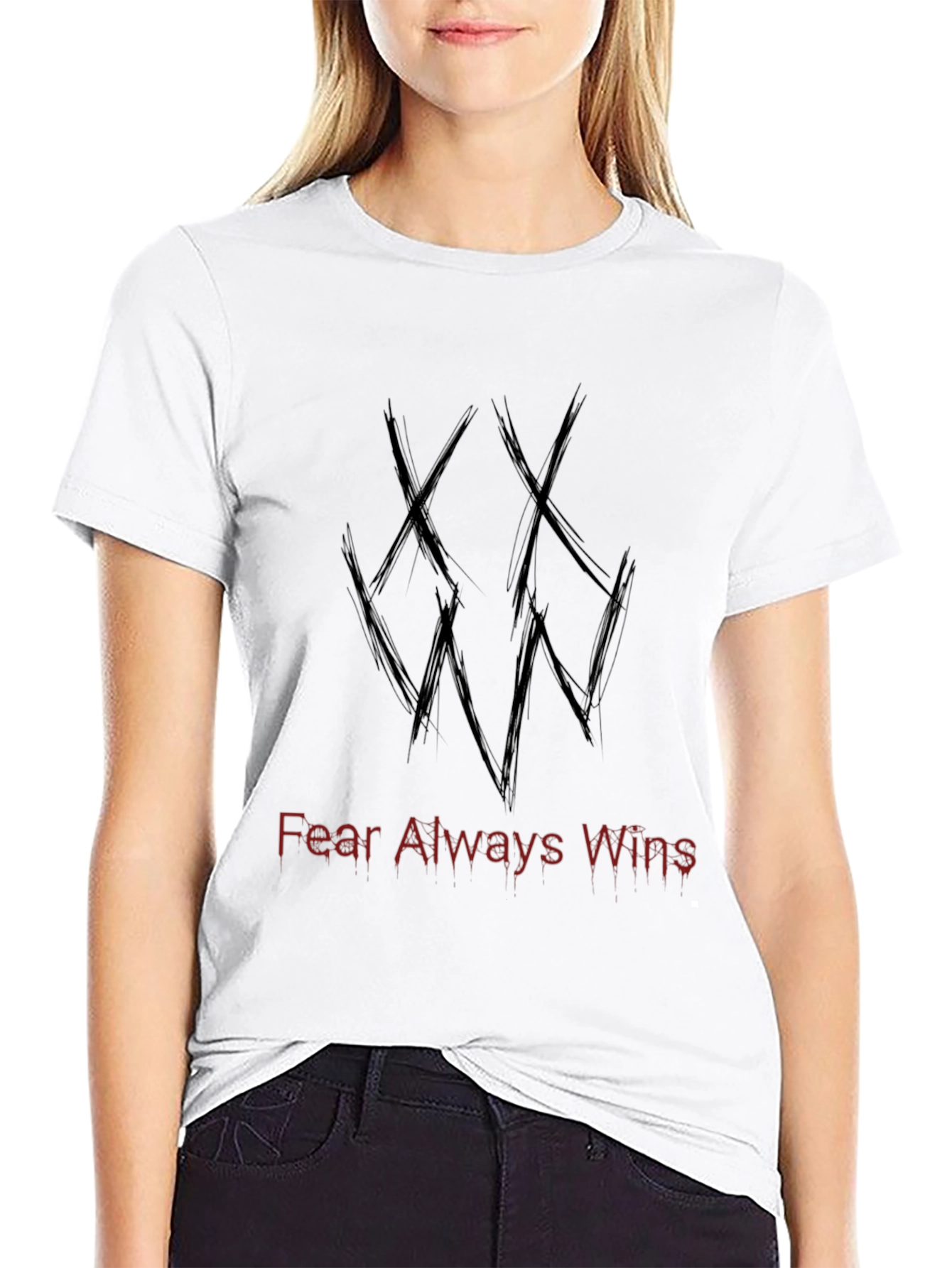 Edgy Black T-Shirt - Fear Always Wins Graphic Tee