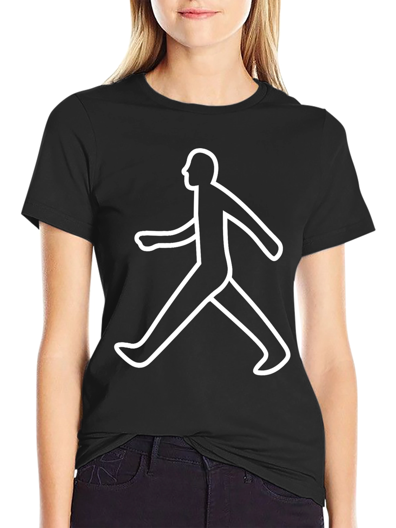 Walking Man Graphic T-Shirt - Black Casual Tee