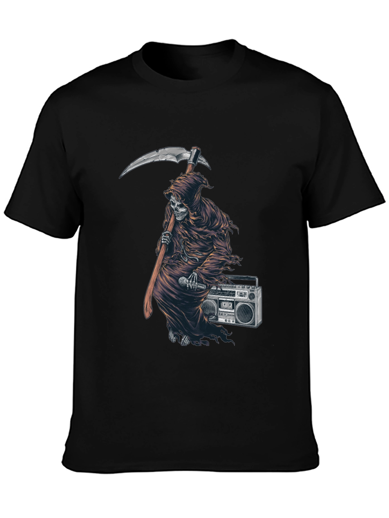 Grim Reaper Boombox Graphic Tee - Black