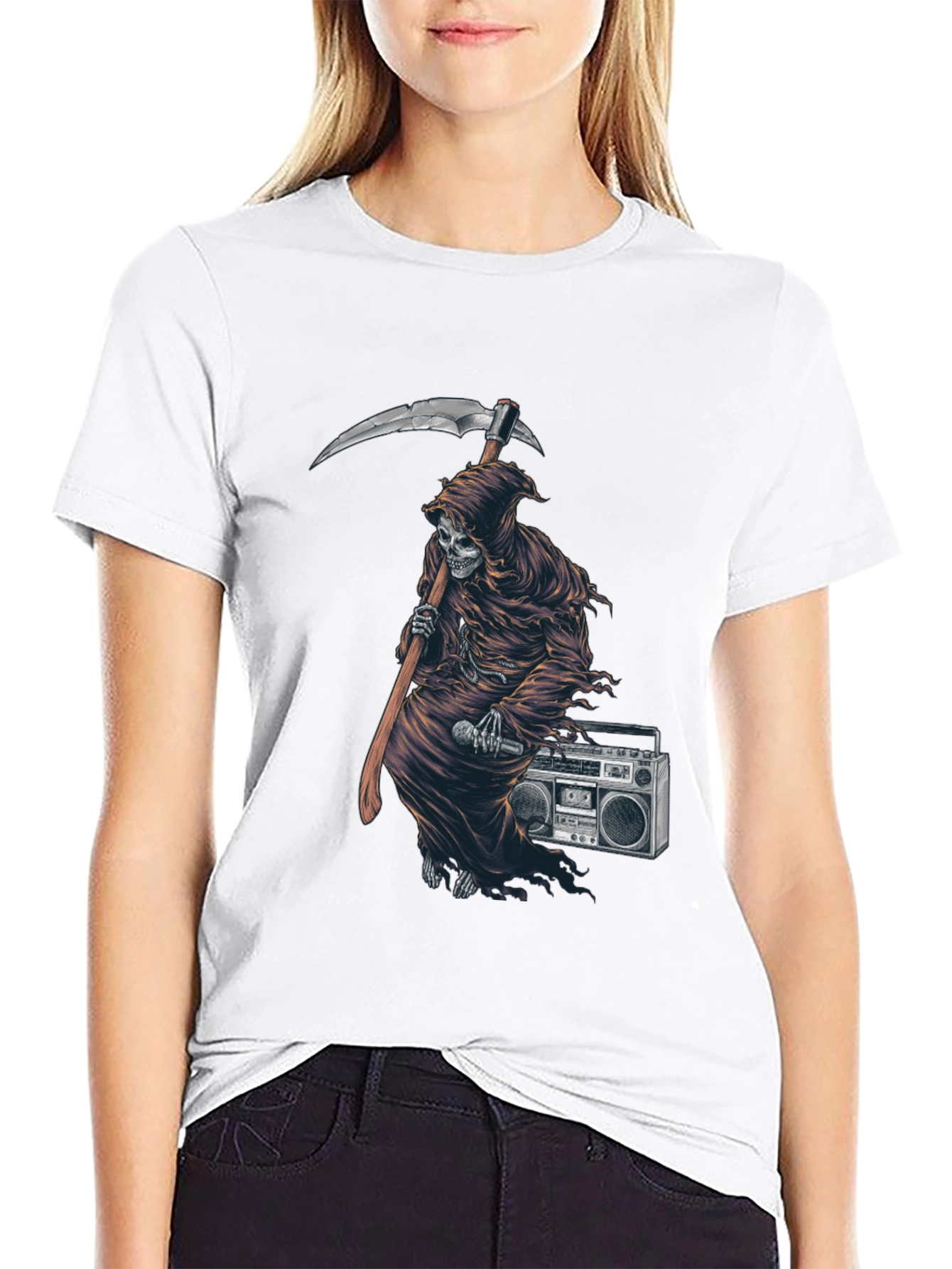 Grim Reaper Boombox Graphic Tee - Black