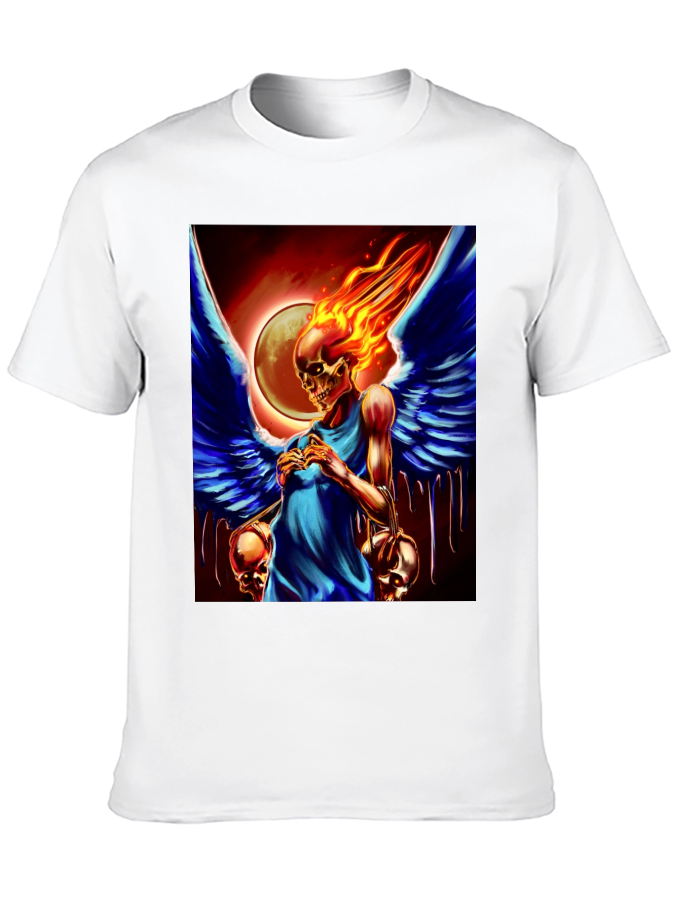 Winged Skull Fire T-Shirt - Dark Fantasy Graphic Tee