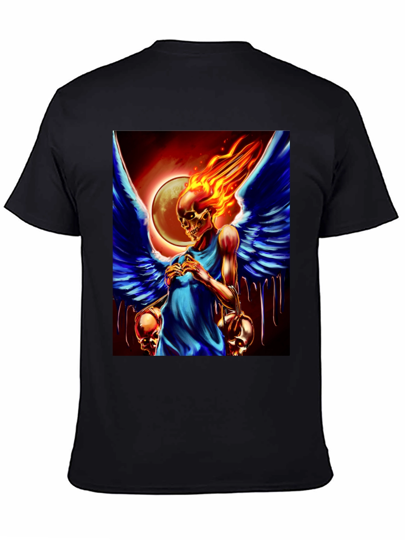 Winged Skull Fire T-Shirt - Dark Fantasy Graphic Tee