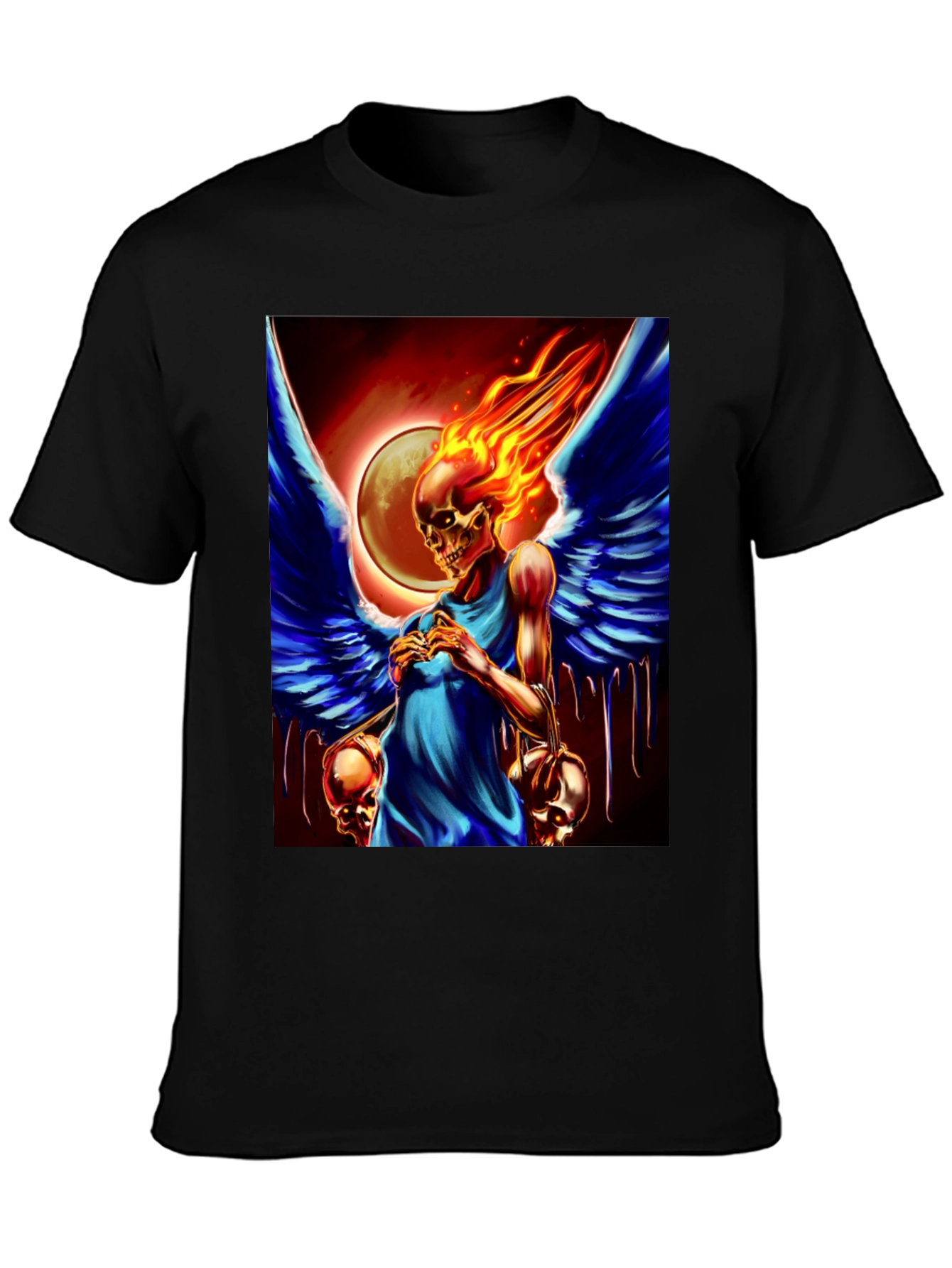 Winged Skull Fire T-Shirt - Dark Fantasy Graphic Tee