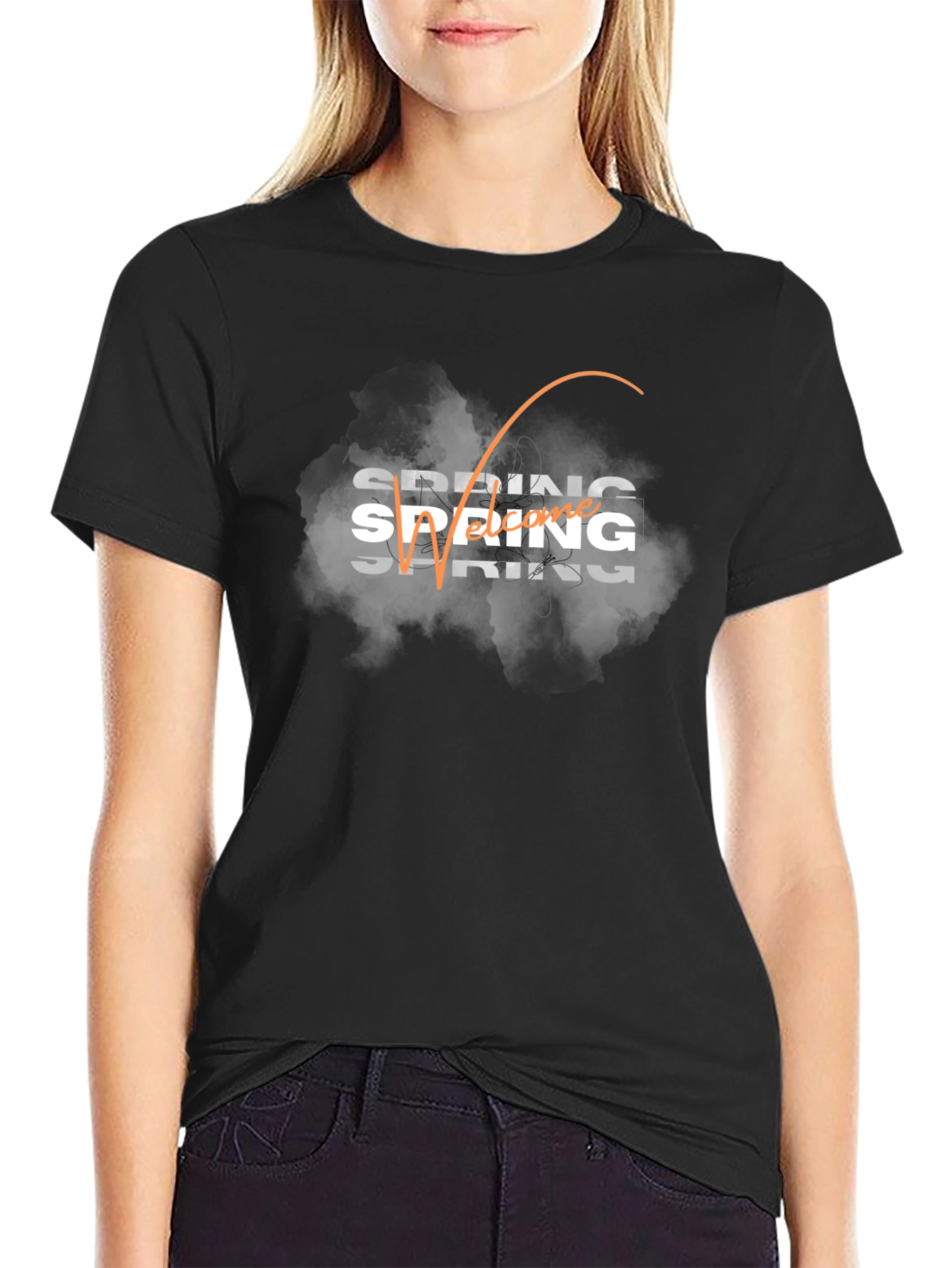 Spring Welcome Black T-Shirt