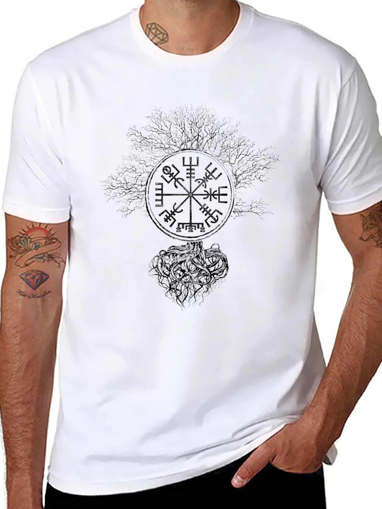 Vegvisir Compass Tree of Life Black T-Shirt