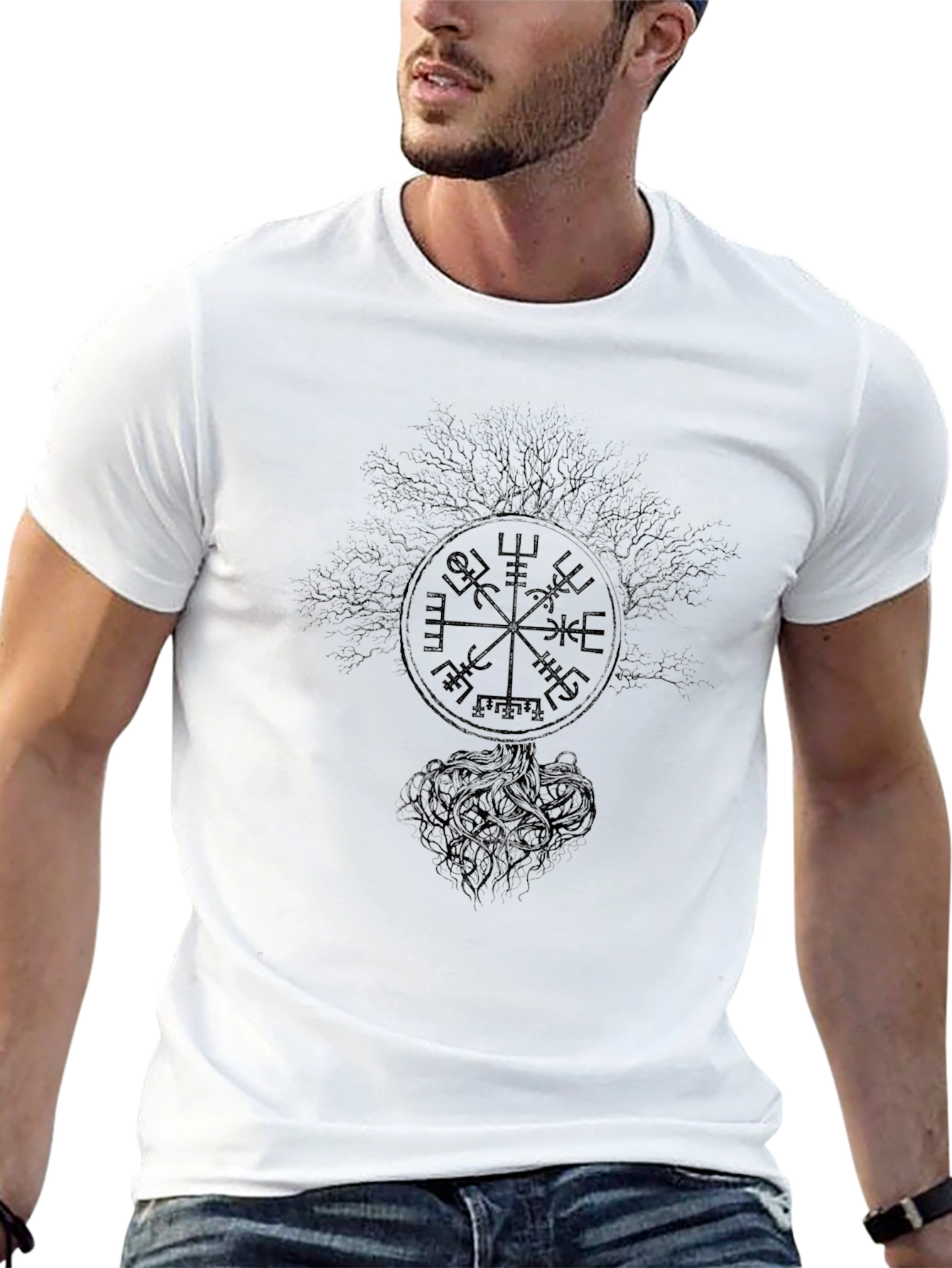 Vegvisir Compass Tree of Life Black T-Shirt