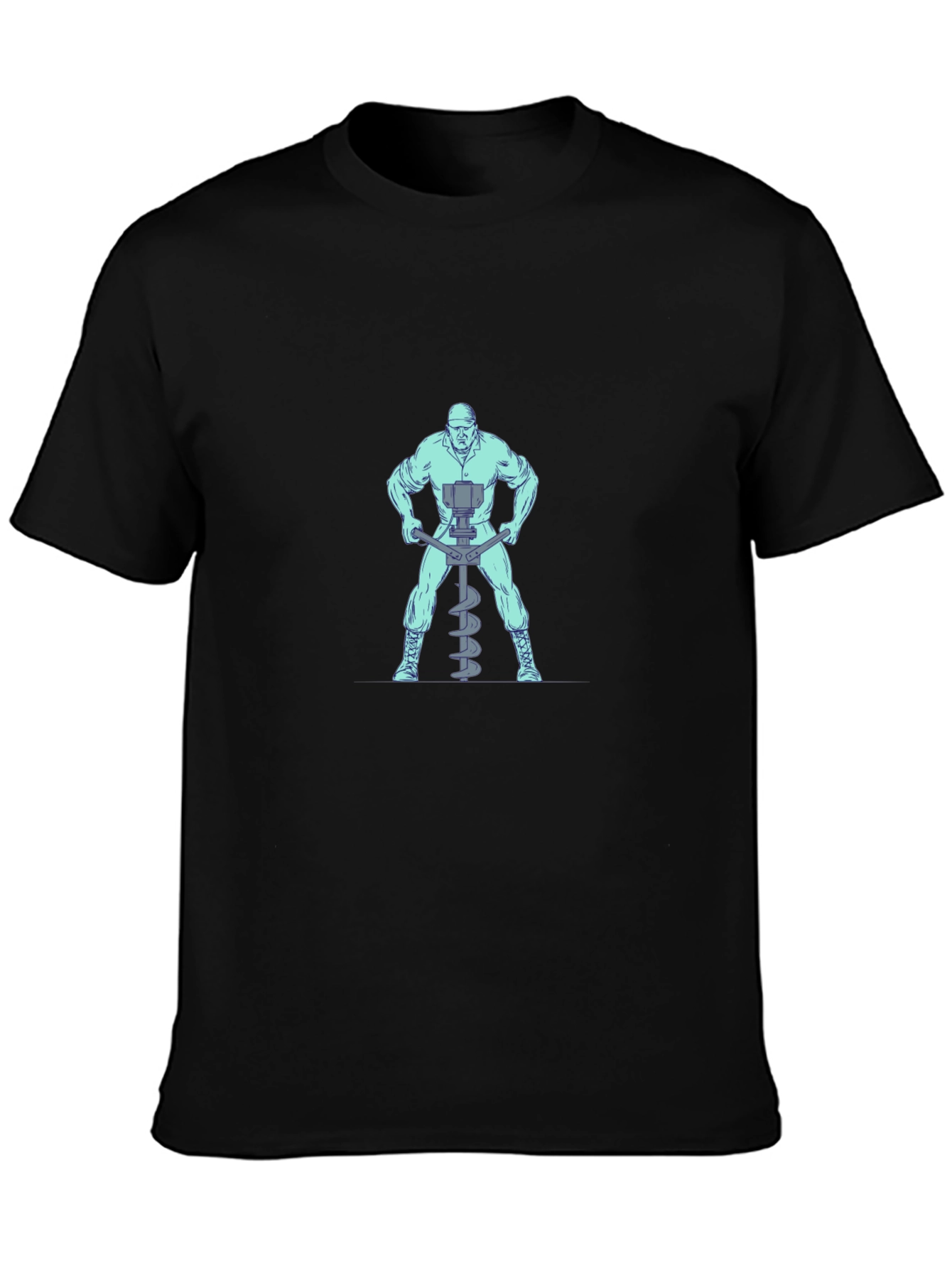 Man With Auger T-Shirt - Black