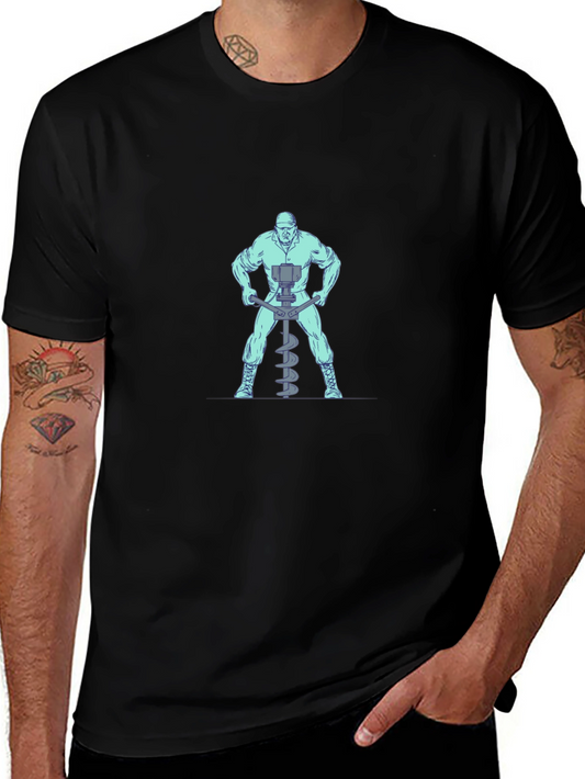 Man With Auger T-Shirt - Black