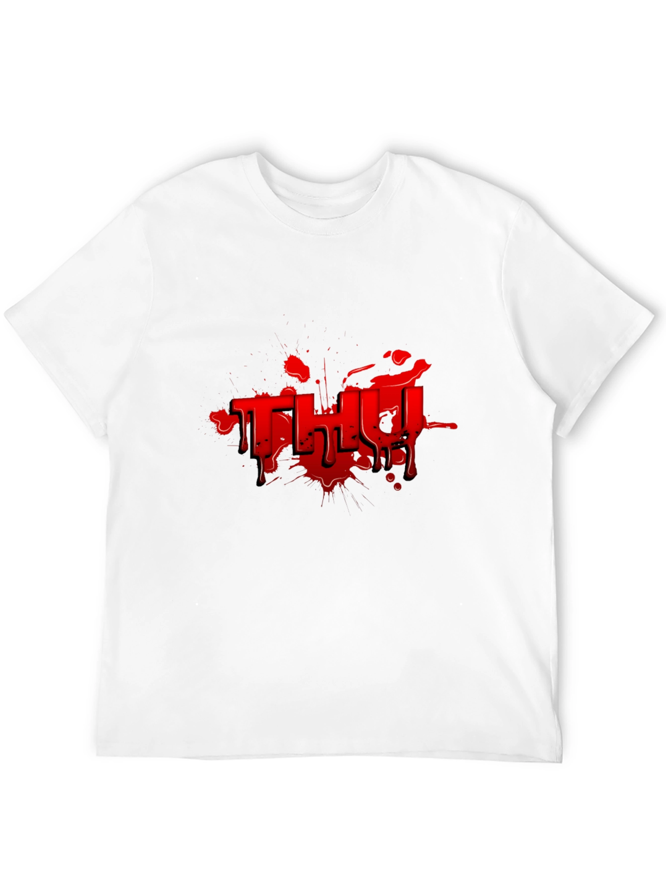 Red Graphic Print Black T-Shirt
