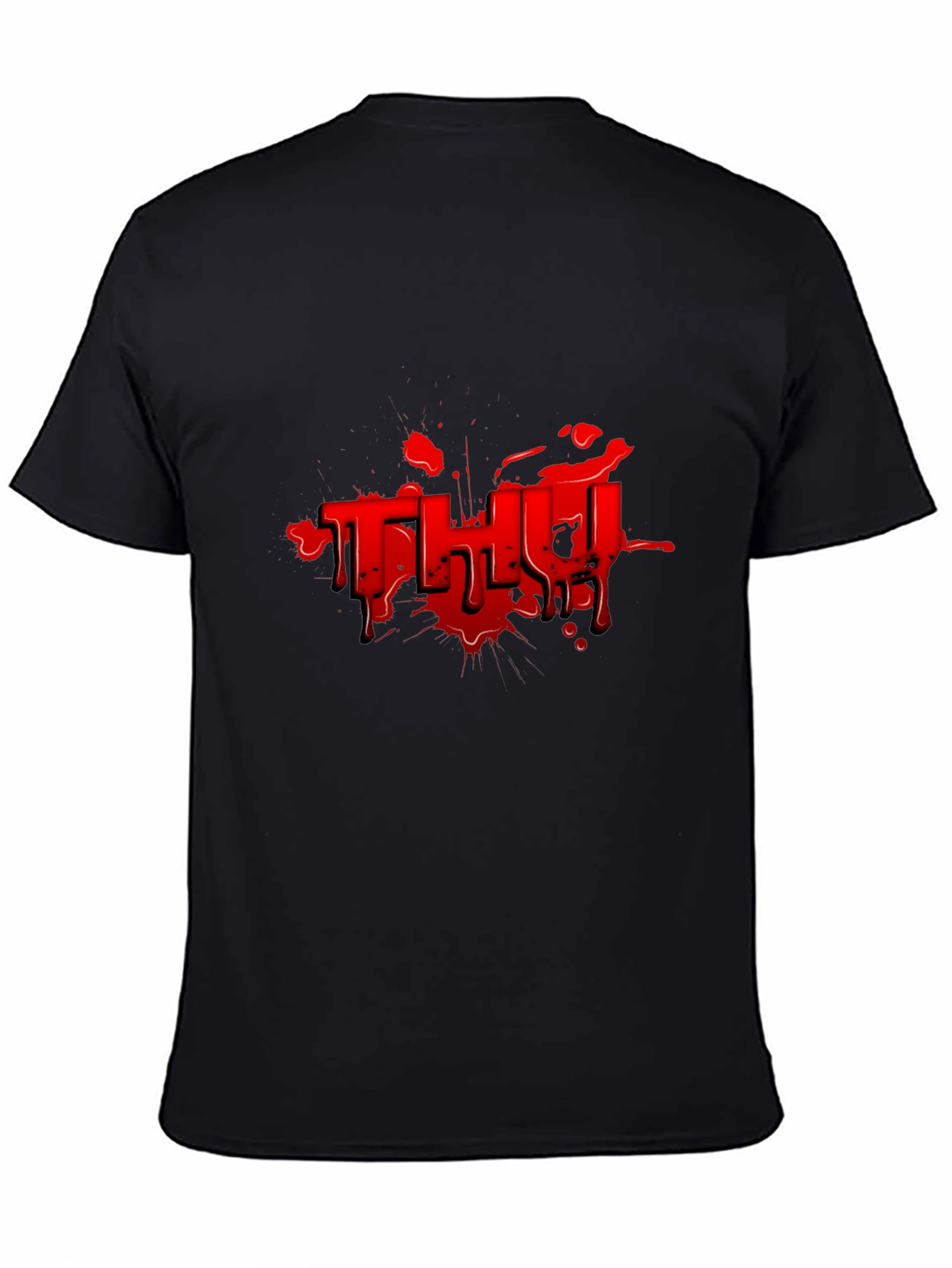 Red Graphic Print Black T-Shirt