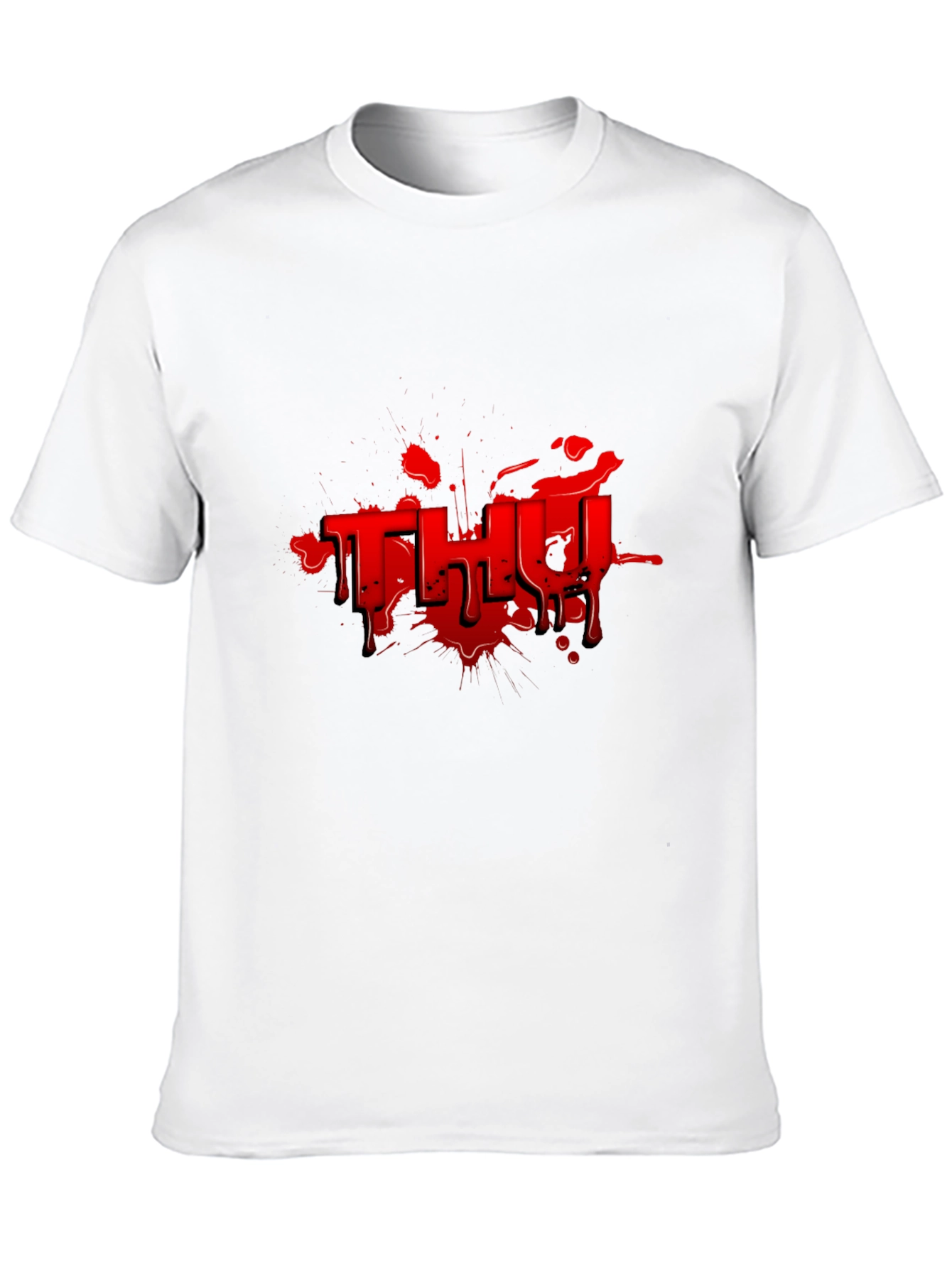 Red Graphic Print Black T-Shirt