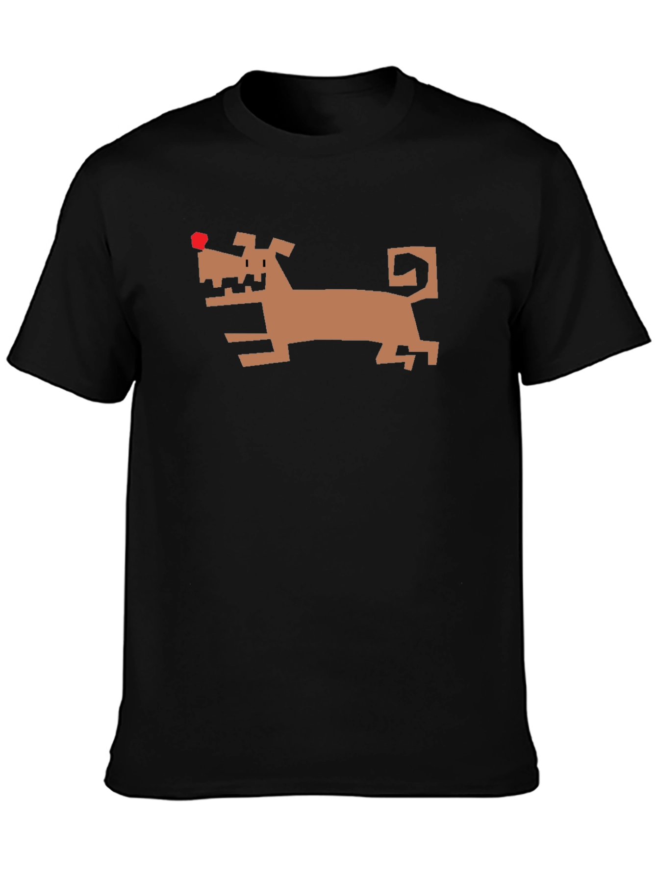 Geometric Dog Graphic Tee - Black Cotton Shirt