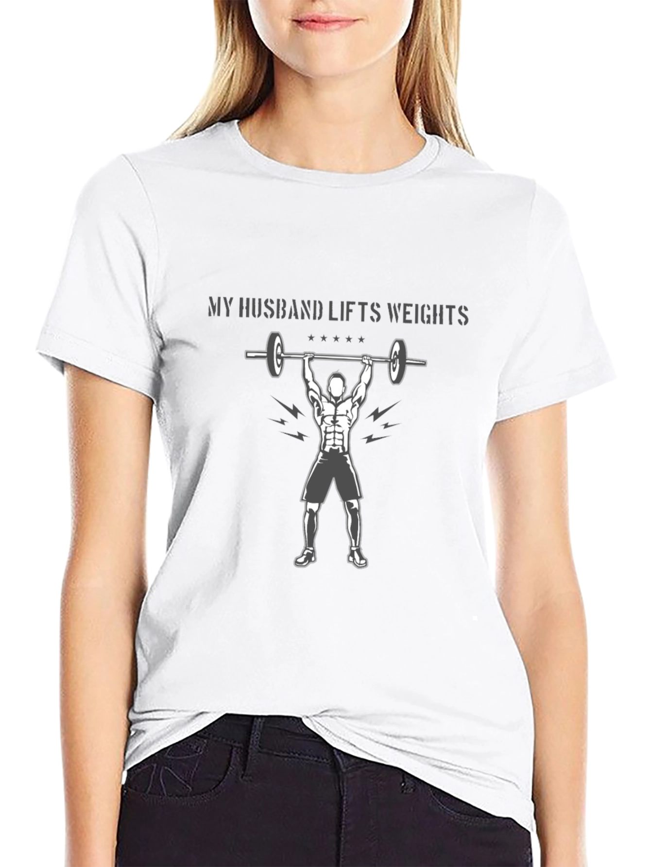 Husband Lifts Weights Graphic Tee - Black