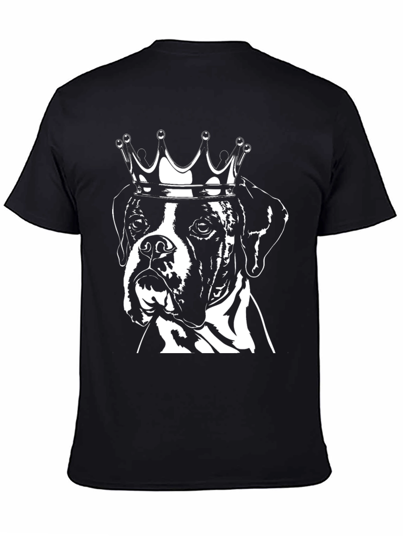 King Dog T-Shirt - Black Crew Neck Boxer Tee