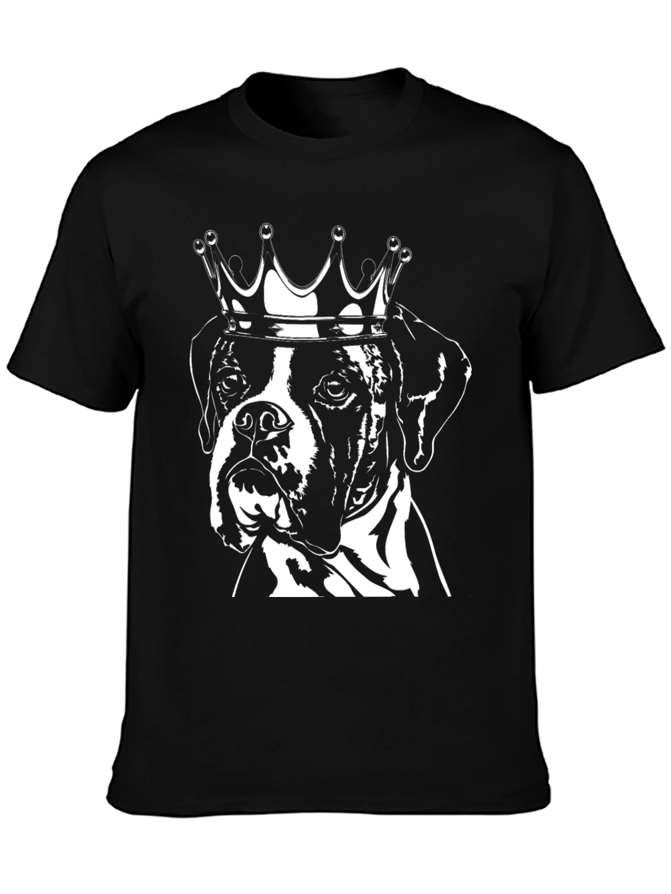 King Dog T-Shirt - Black Crew Neck Boxer Tee