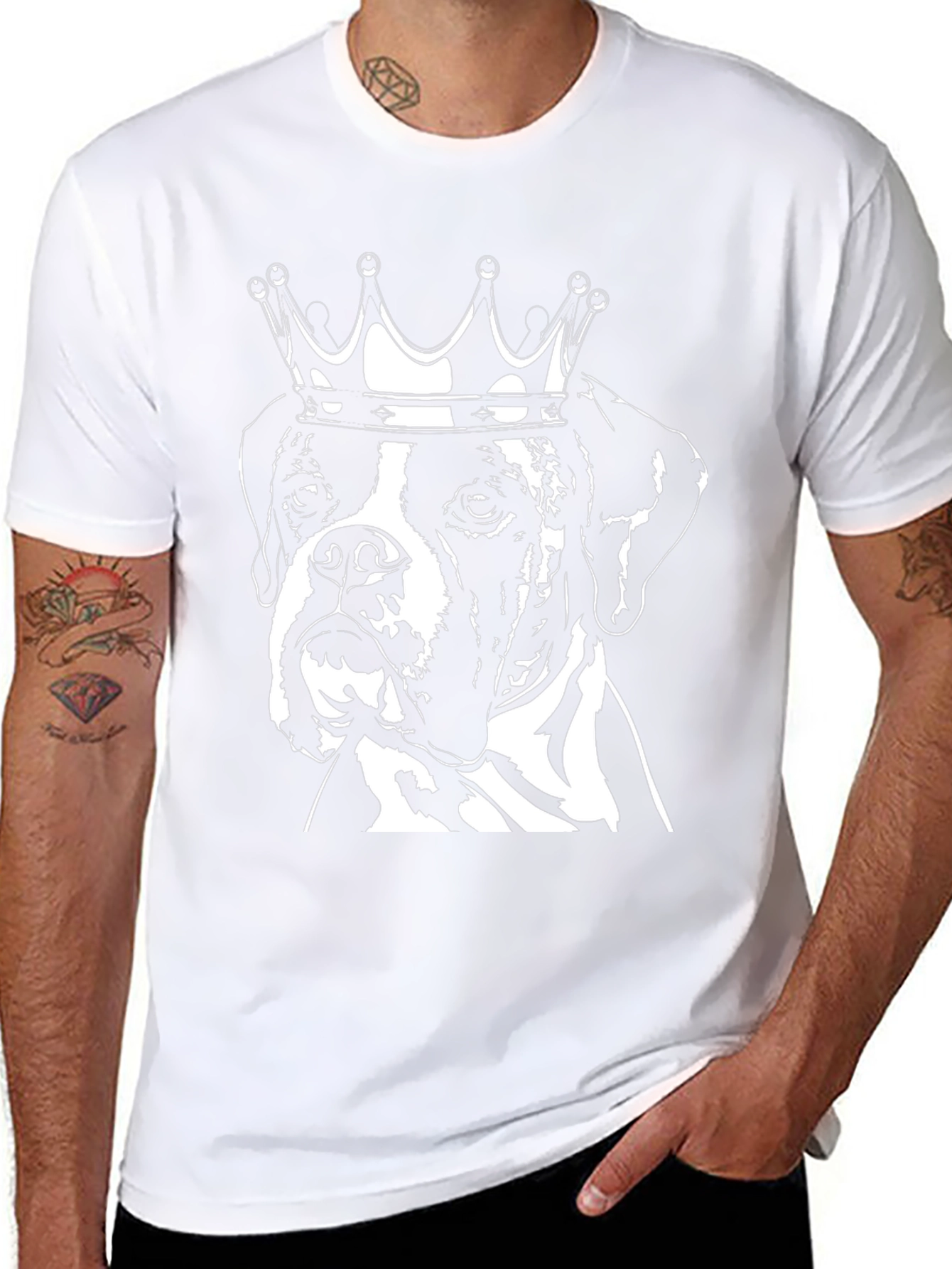 King Dog T-Shirt - Black Crew Neck Boxer Tee