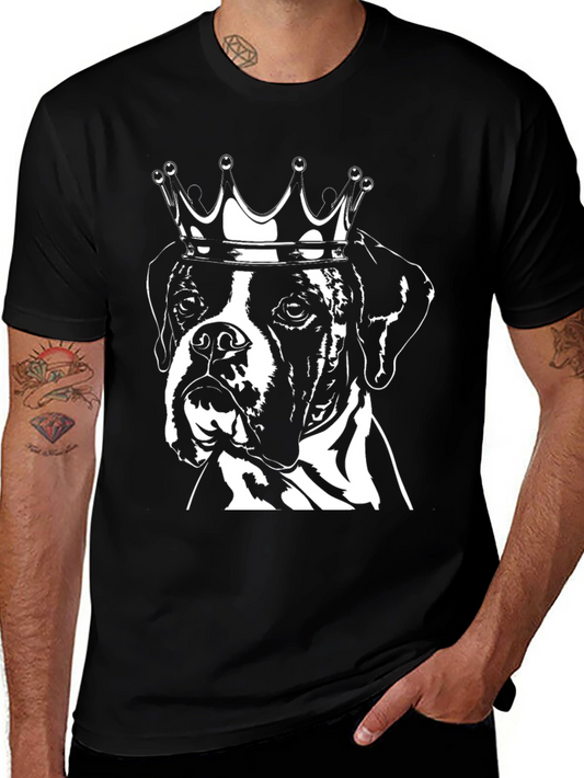 King Dog T-Shirt - Black Crew Neck Boxer Tee