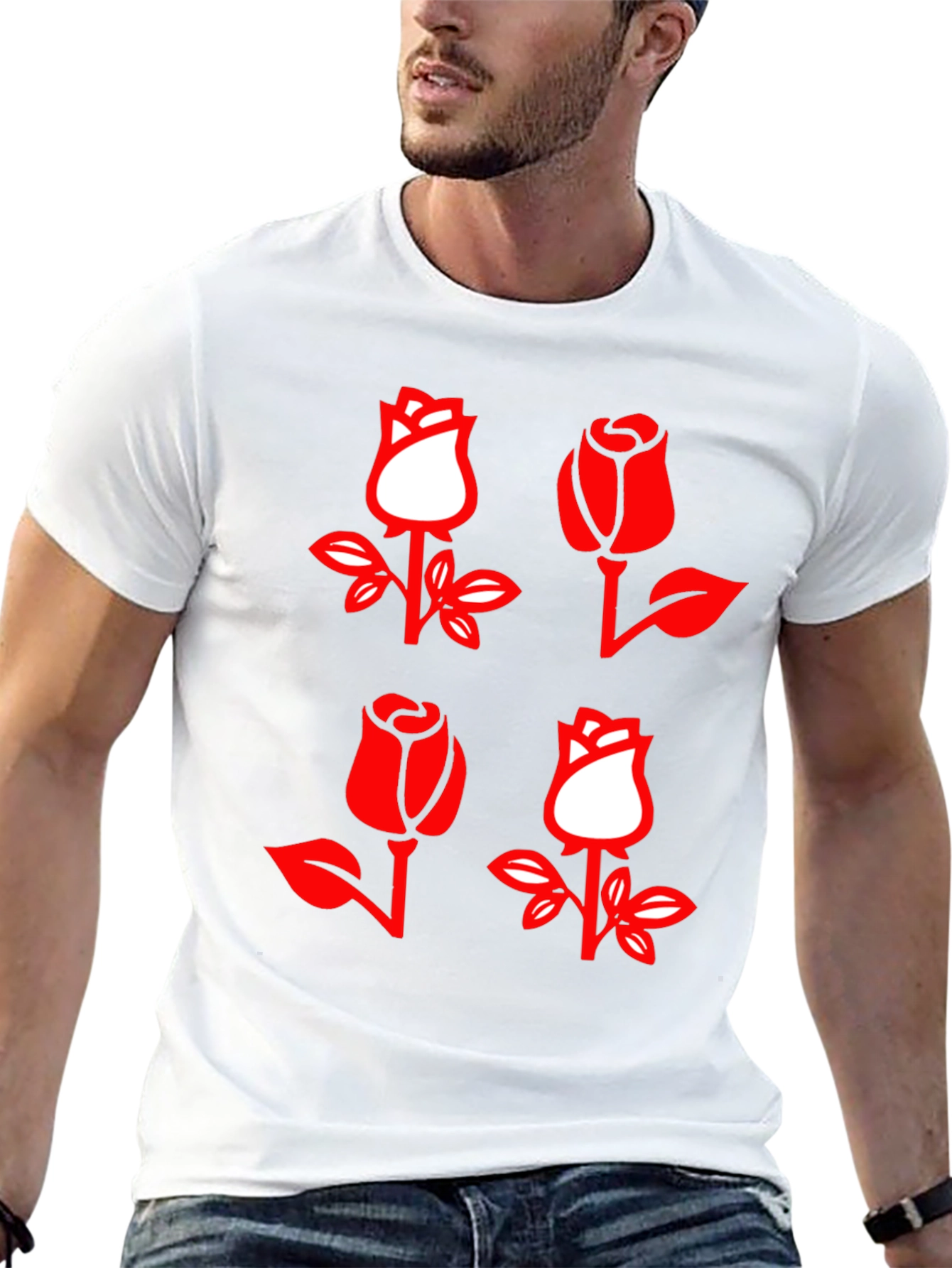 Rose Patterned Graphic T-Shirt