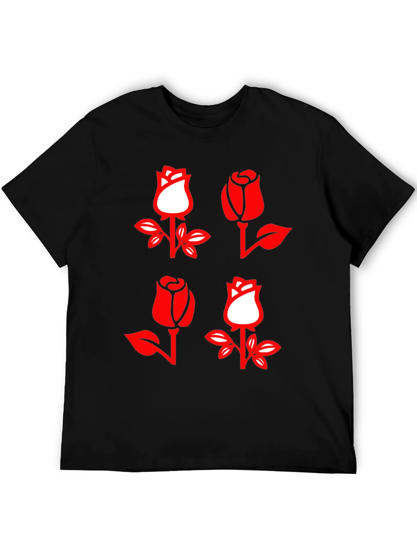 Rose Patterned Graphic T-Shirt