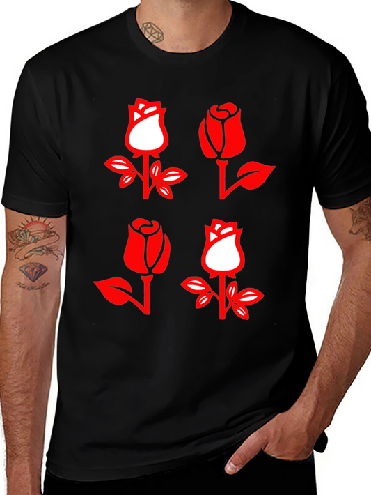 Rose Patterned Graphic T-Shirt