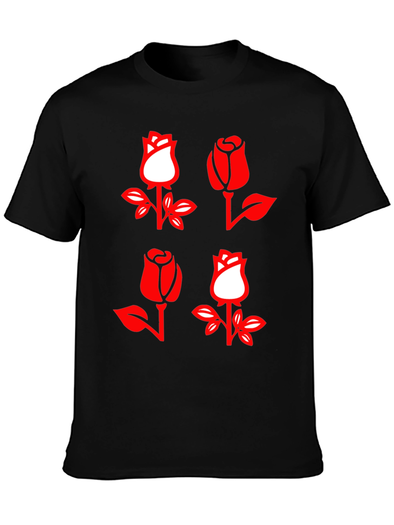 Rose Patterned Graphic T-Shirt