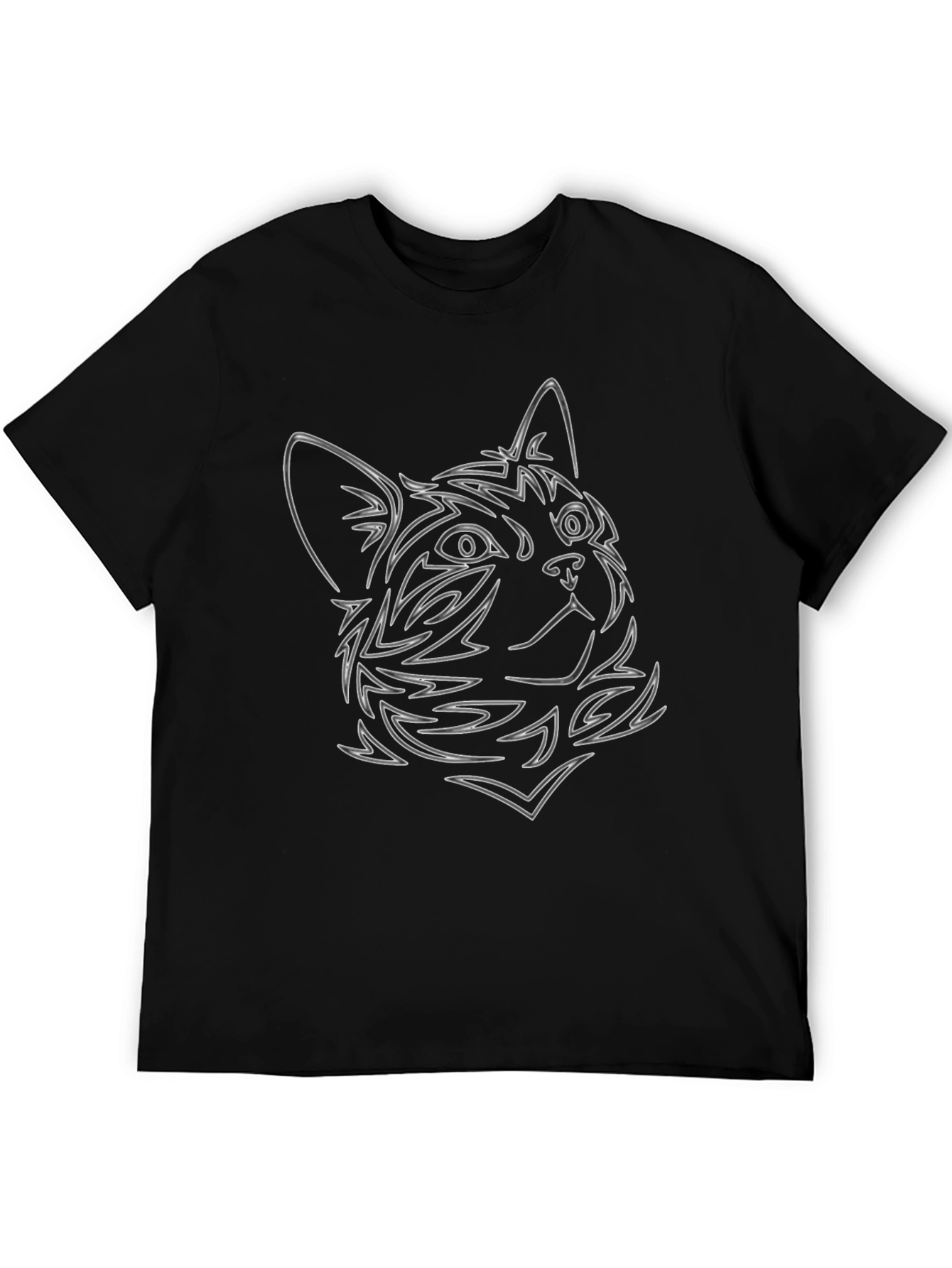 Cat Outline Graphic Black Tee