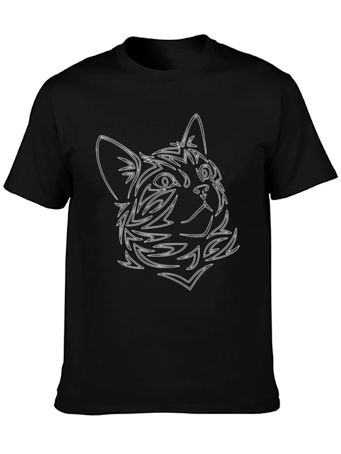 Cat Outline Graphic Black Tee