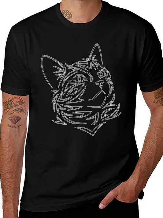 Cat Outline Graphic Black Tee