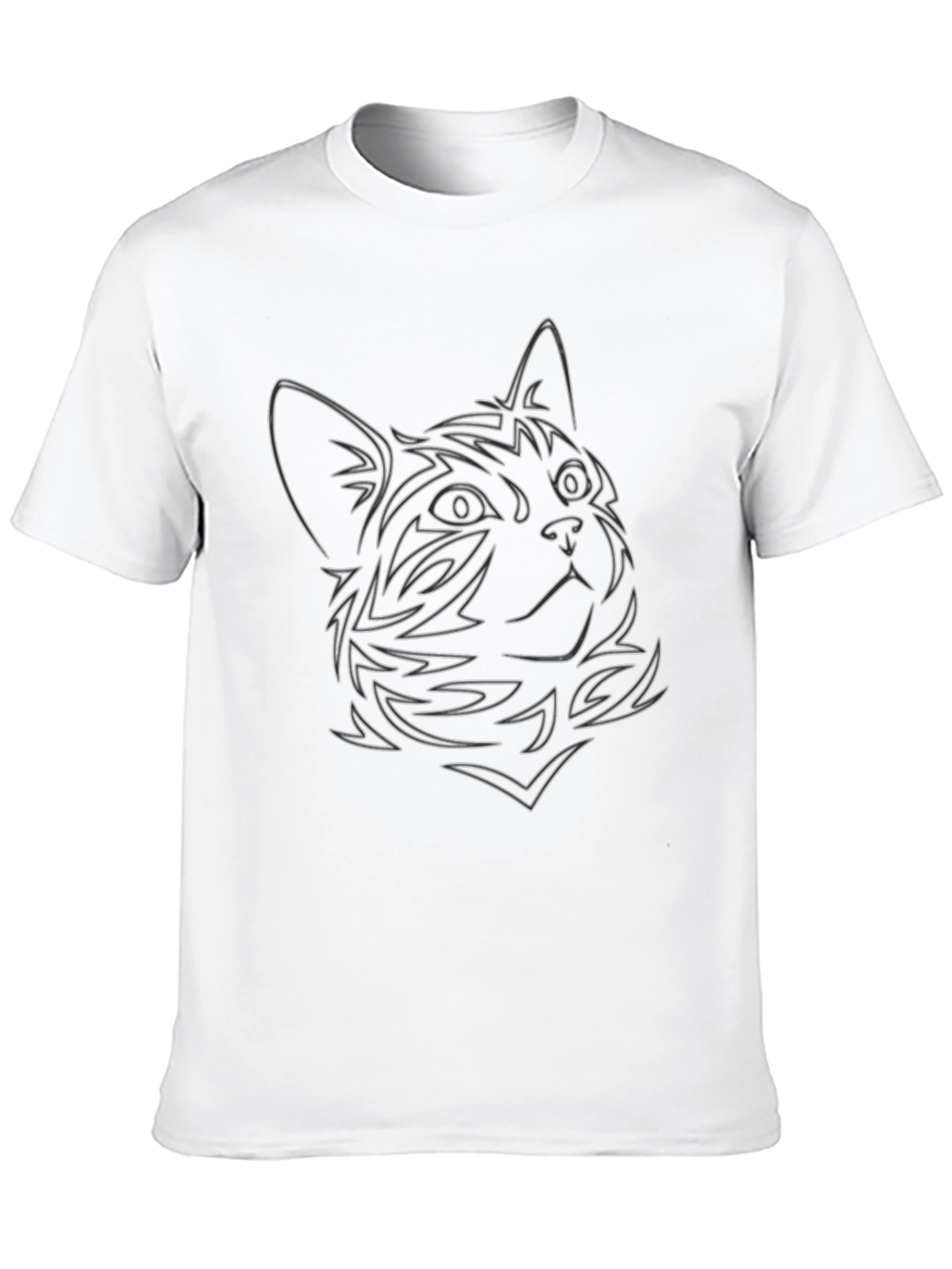 Cat Outline Graphic Black Tee