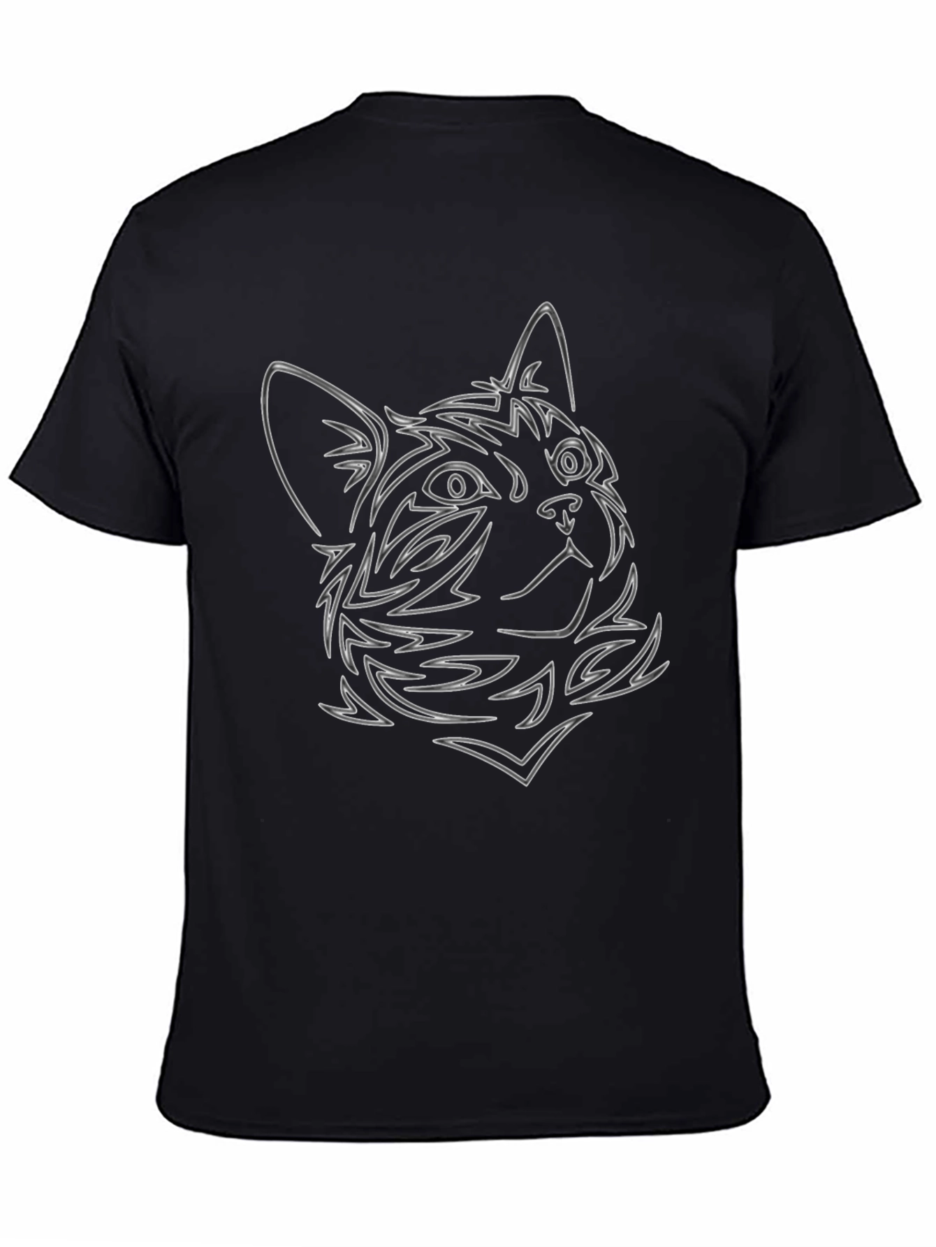 Cat Outline Graphic Black Tee