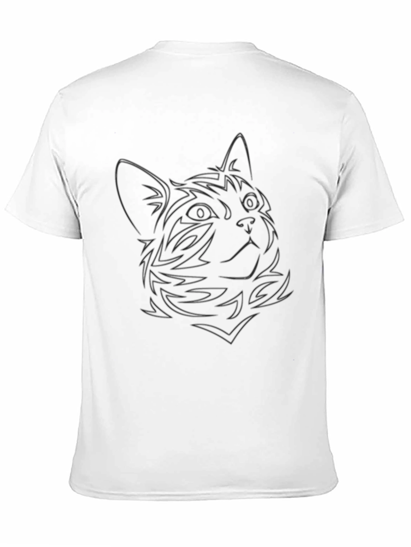 Cat Outline Graphic Black Tee