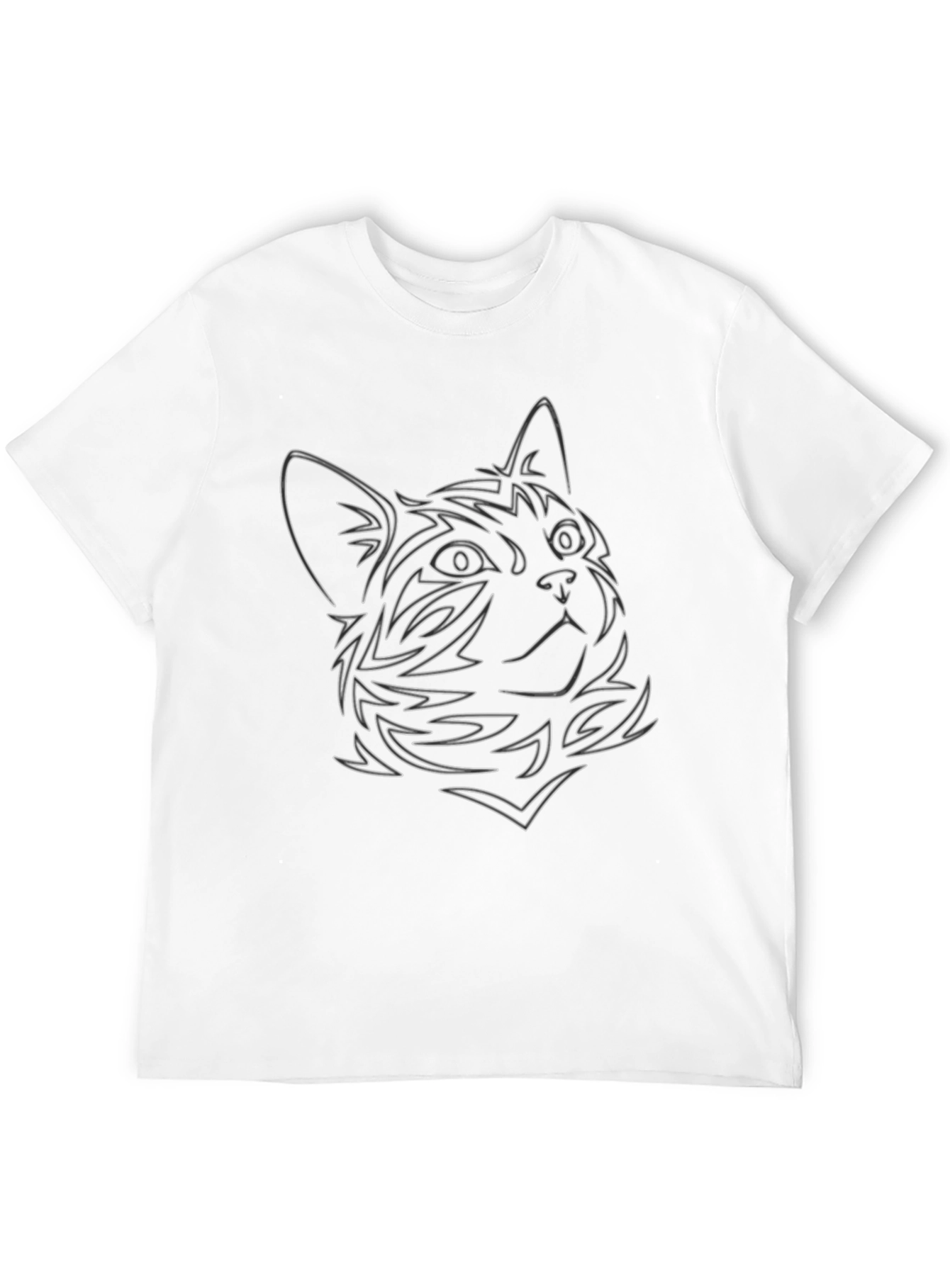 Cat Outline Graphic Black Tee
