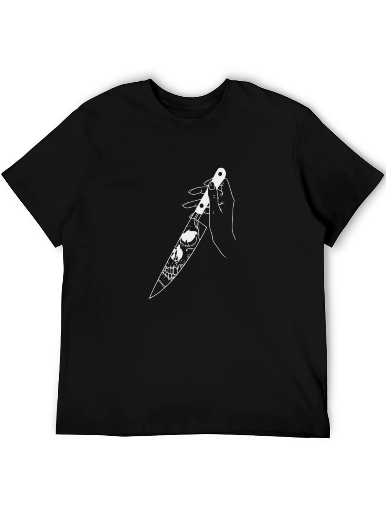 Skull Knife Graphic Tee - Dark Humor Fashion