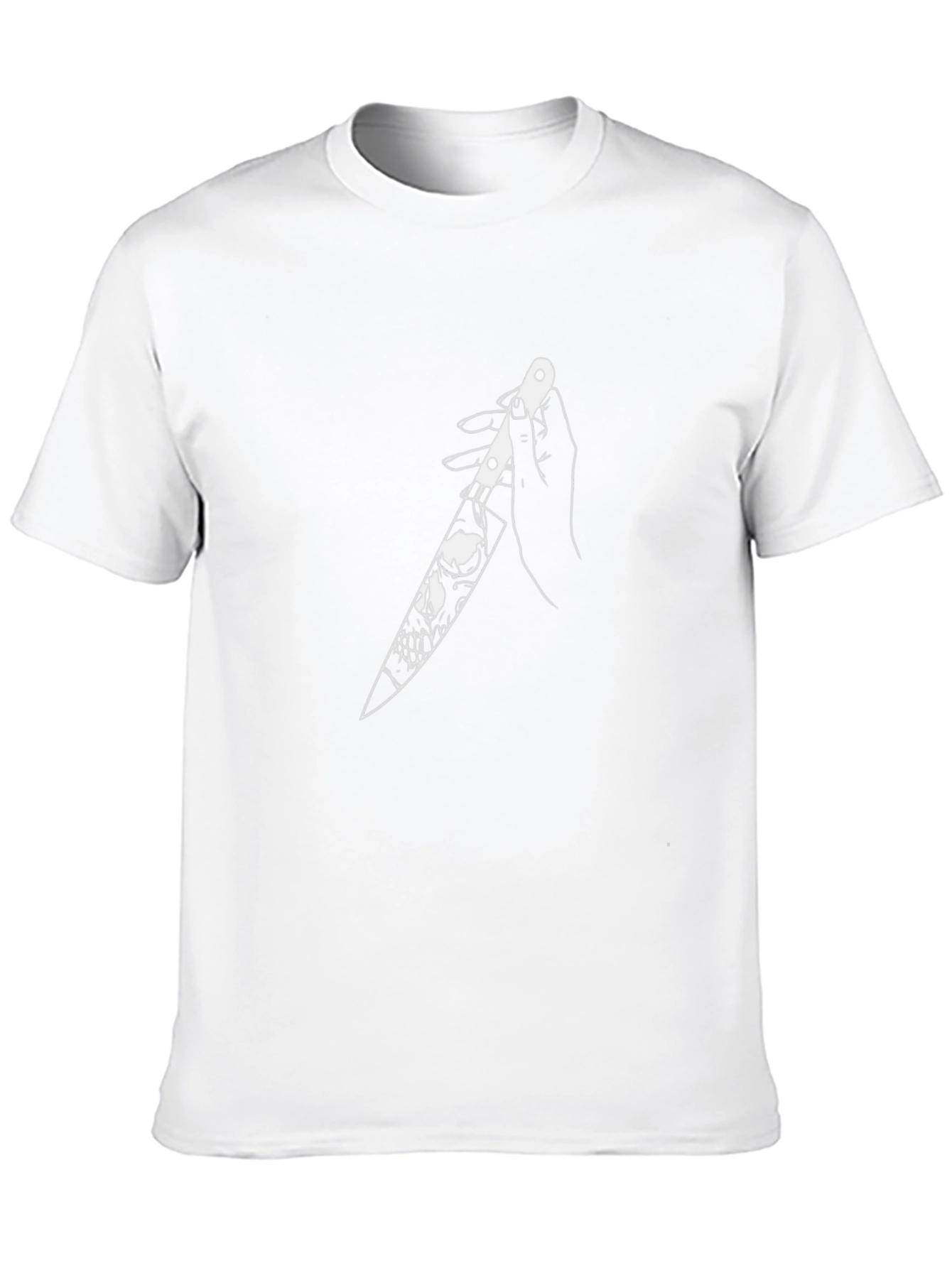 Skull Knife Graphic Tee - Dark Humor Fashion